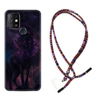 INFINIX Hot 8 9 10 11S Hot 10 Play 10T Kılıf Boyun Asklı Rasta Silikon Black Purple Wolf 1791