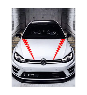 Oto Kaput Sticker Çift Şerit 2 Adet Kırmızı 10*60 Cm