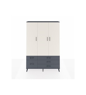 Arges Dolap 5 Raflı 5 Çekmeceli Tek Askılı 132x30x195 Antrasit-Aytaşı/Antrasit