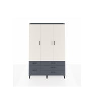Arges Dolap 5 Raflı 5 Çekmeceli Tek Askılı 132x30x195 Antrasit-Aytaşı/Antrasit