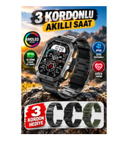 AMOLED Ekranlı Kablosuz Şarjlı Akıllı Saat – 3 Kordon 10 Güne Kadar Pil Ömrü