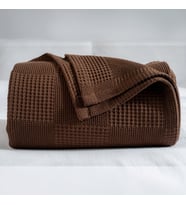 Waffle Desenli Pike Yatak Örtüsü Koyu Kahverengi, Tek Kişilik Pike 160x230 cm, %100 Pamuk, Hafif 4 Mevsim Kullanım