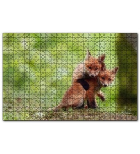 Cakapuzzle Çayırda Birbiriyle Oynayan Yavru Tilkiler Puzzle Yapboz MDF (Ahşap) (120 Parça)