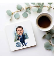 Kişiye Özel Şehirli Yakışıklı Karikatürlü Bardak Altlığı