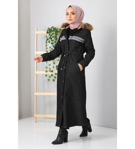 Nakışlı Kot Mont Füme 9492