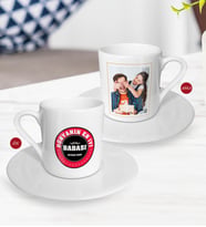 BK Gift Kişiye Özel Babalar Günü Hediyesi Fotoğraflı Türk Kahvesi Fincanı-51 (Beyaz)