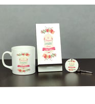 En Güze Anneye Hediye Üçlü Set (Kupa + Telefon Standı + Anahtarlık)
