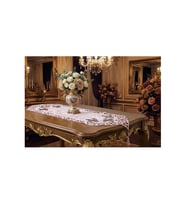 Mina Kadife Kumaş Lazer Kesim Çiçek Süslemeli Pudra/Gümüş Runner 40*140 cm - 718 (Standart)