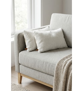 İskandinav 2'li Kırlent Kılıfı Modern Dekoratif Salon Koltuk Yastık Kılıfı 28x50 cm Teddy Puffy Beyaz