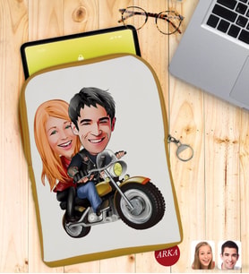 BK Gift Kişiye Özel Sevgililer Karikatürlü Taşınabilir Koruyucu Tablet Kılıfı & Organizer Çanta - Sarı-17