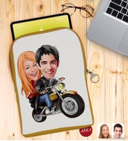 BK Gift Kişiye Özel Sevgililer Karikatürlü Taşınabilir Koruyucu Tablet Kılıfı & Organizer Çanta - Sarı-17