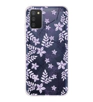Samsung Galaxy A02s Uyumlu Kapak Floral Lila Tasarımlı Şeffaf Silikon Kılıf