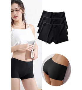 3 Adet Kadın Dikişsiz Görünmez İz Yapmaz Mini Şort Boxer Siyah