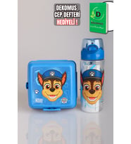 DEKOMUS LİSANSLI PAW PATROL TRITAN MATARA 500 ML VE ÇİFT KATLI BESLENME KABI SETİ (Mavi)