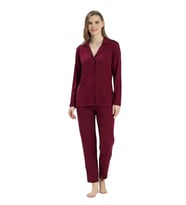Pijadore Kadın Önü Düğmeli Uzun Kollu Mevsimlik Pijama Takımı 2209