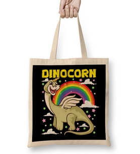 Cute & Funny Dinocorn Dinosaur Unicorn Bez Çanta Uzun Saplı