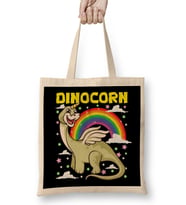 Cute & Funny Dinocorn Dinosaur Unicorn Bez Çanta Uzun Saplı