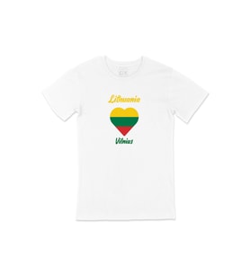 Vilnüs Litvanya Bayraklı Kalpli Tişört (Beyaz)