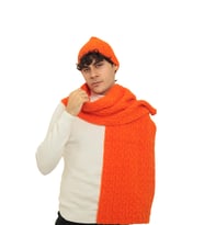 RTD&VLD Unisex Örgü Desen Triko Atkı-Bere Takım Turuncu