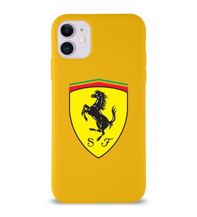 Apple iPhone 11 Uyumlu Lansman Kılıf Ferrari Tasarımlı Altı Kapalı İçi Kadife Kaplı  Kapak (Şeffaf)