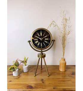 Eskitme Metal Mini Tripod Zarif Masa Saati 45×26 Cm