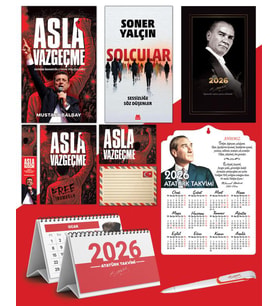 Asla Vazgeçme - Ayraç - Kartpostal - Poster - Solcular -  2026 Ajanda Gazi Paşa - Ayyıldız Ahşap Duvar Takvimi - Masa Takvimi