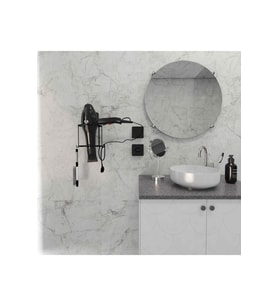 Decorev DC-5119 Dekoratik Siyah Yapıştırmalı Fön Banyo Metal Fön Makinesi Askısı