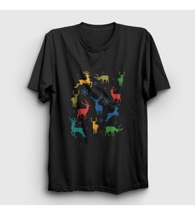 Presmono Unisex Siyah Deers Geyikler Yılbaşı T-Shirt 269450tt