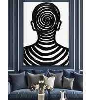 Spiral Çizim İnsan Kafası Dekoratif Kanvas - Mdf Ahşap Tablo