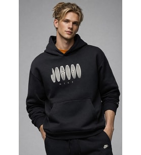 Nike Jordan Flight Remix Pullower Hoodie Erkek Kapüşonlu Sweatshirt Siyah