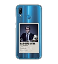 Huawei P20 Lite Uyumlu Hannibal Lecter Minimalist Poster Desenli Şeffaf Telefon Kılıfı