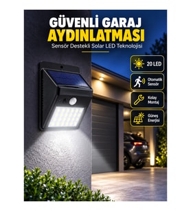 Mey İthalat® Kablo Gerektirmeyen Solar LED Bahçe ve Veranda Işığı Yeni Nesil