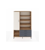Hyperion Dolap 9 Raflı 3 Çekmeceli Tek Kapaklı  132x44x195 Çam-Aytaşı/Antrasit