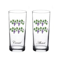 Kişiye Özel 2 li isimli Rakı Bardağı Üzüm Baskılı