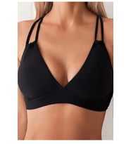 Angelsin İki Ayarlanabilir Askılı Bikini Üstü (Çıkartılabilir Kaplı) (Siyah)