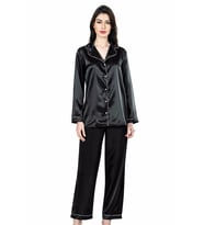 Ahu Siyah İkili Saten Gecelik Pijama Takımı 7647