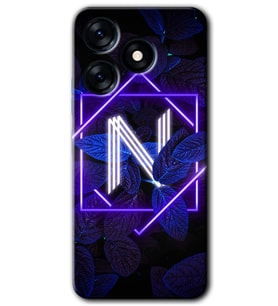 Tecno Spark 10 Pro Kılıf HD Desen Baskılı Kılıf - Dark Neon Yaprak N Harfi