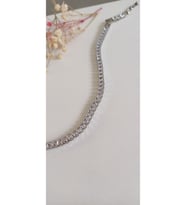 ÇELİK BİLEKLİK SU YOLU BAGET TAŞLI 316L KARARMAZ RENK ATMAZ 16 CM ANTİ ALERJİK