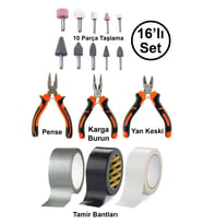 Mini Hobi Karga Burun Yan Keski Pense 10'lu Taşlama Uç Çok Amaçlı Siyah Beyaz Gri Tamir Bandı Seti