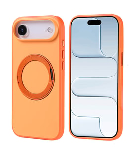 iPhone 17 Air Kılıf M-Safe Şarj Özellikli Standlı Proton Silikon Kılıf (Turuncu)