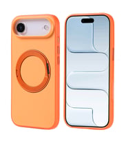 iPhone 17 Air Kılıf M-Safe Şarj Özellikli Standlı Proton Silikon Kılıf (Turuncu)