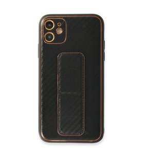 İphone 12 Kılıf Co Karbon Standlı Kapak - Siyah