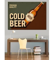 Soğuk Bira Şişesi Reklam Afişi Dekoratif Kanvas - Mdf Ahşap Tablo