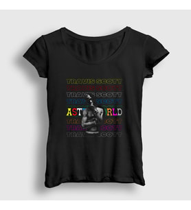 Presmono Kadın Siyah Cool Astroworld Travis Scott T-Shirt 42411tt