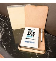 Diş Hekimine Hediye Ahşap Kutulu Defter Kalem Set 004