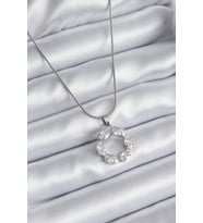 316L Çelik Gümüş Renk Zirkon Taşlı Kadın Kolye