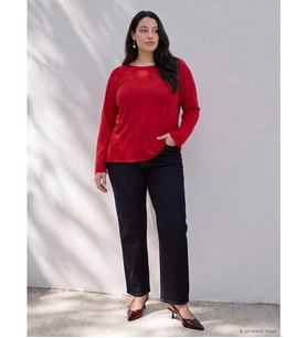 LCW Curve Lacivert Büyük Beden Straight Fit Kadın Jean Pantolon
