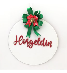 Lora Davet Ahşap Kapı Süsü Hoşgeldiniz (1 Adet) Beyaz - 54265