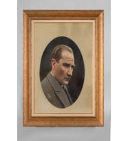 EV İŞYERİ OFİS İÇİN ALTIN ÇERÇEVELİ PASPARTULU ATATÜRK TABLO S617