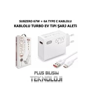 Subzero 67watt 6amper Type-c Kablolu Turbo Takım Ev Tipi Şarj Aleti Saliseli Sg51